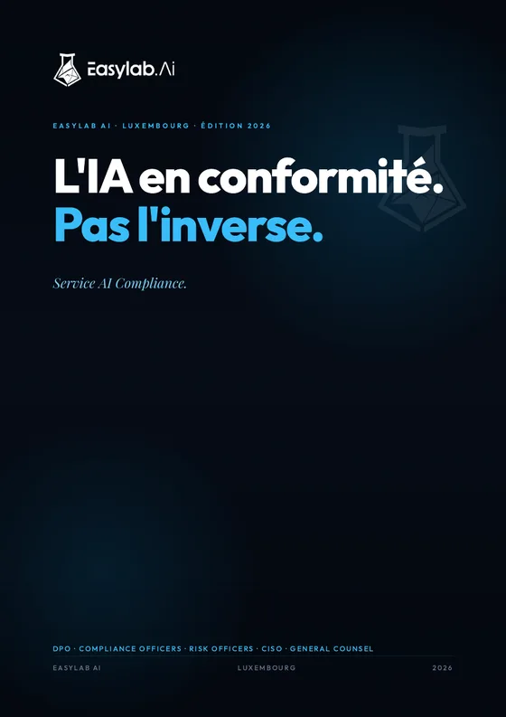 Couverture de la brochure AI Compliance&nbsp;: «&nbsp;L’IA en conformité. Pas l’inverse.&nbsp;»