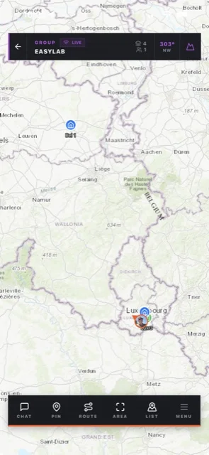 Taktische App Spectre: die Karte der Gruppe EASYLAB zwischen Luxemburg und Maastricht